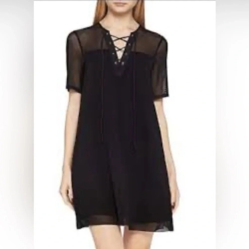 BCBG Mesh Tie Top Dress
